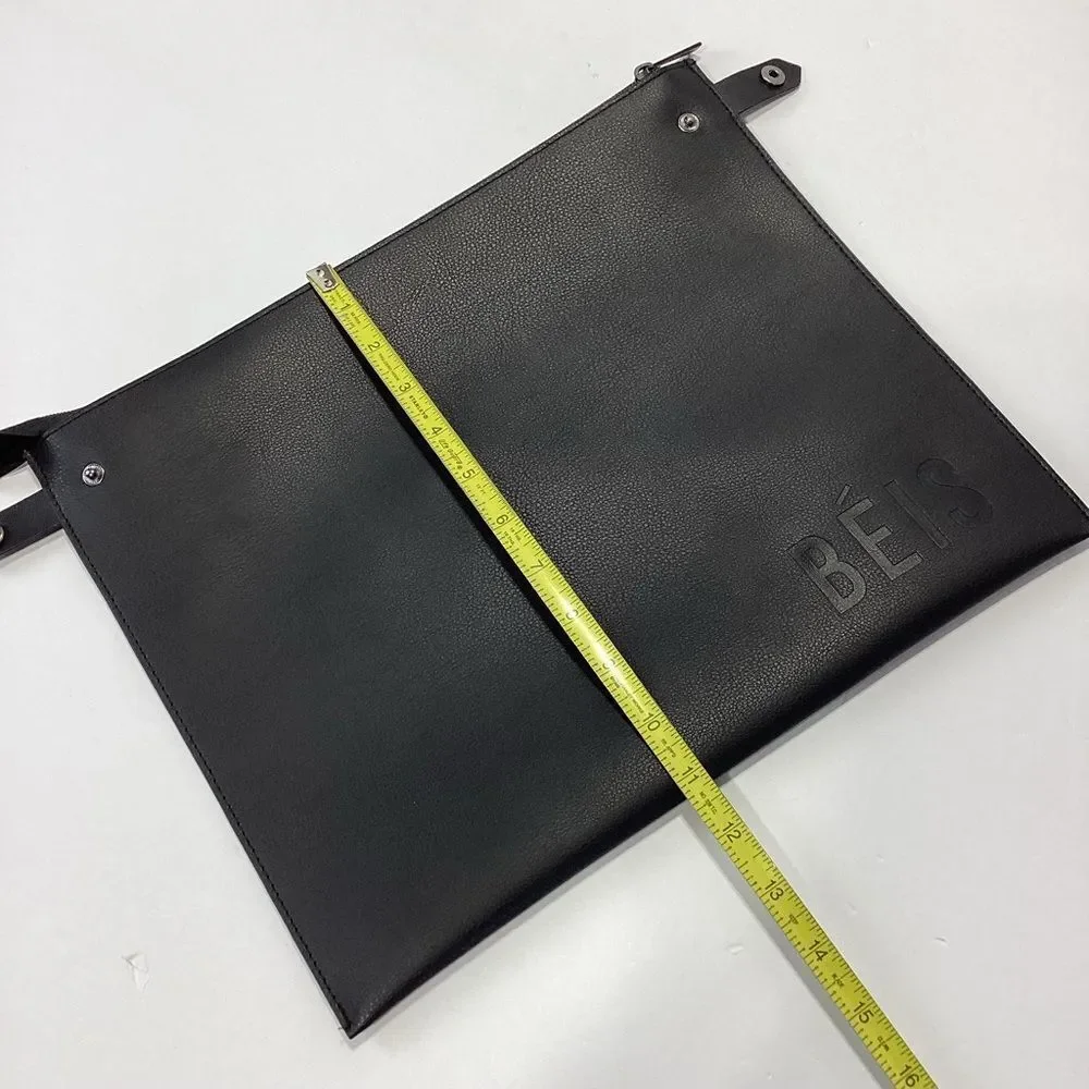 Beis Black Work Tote Laptop Sleeve Insert Bag Pouch With Snaps